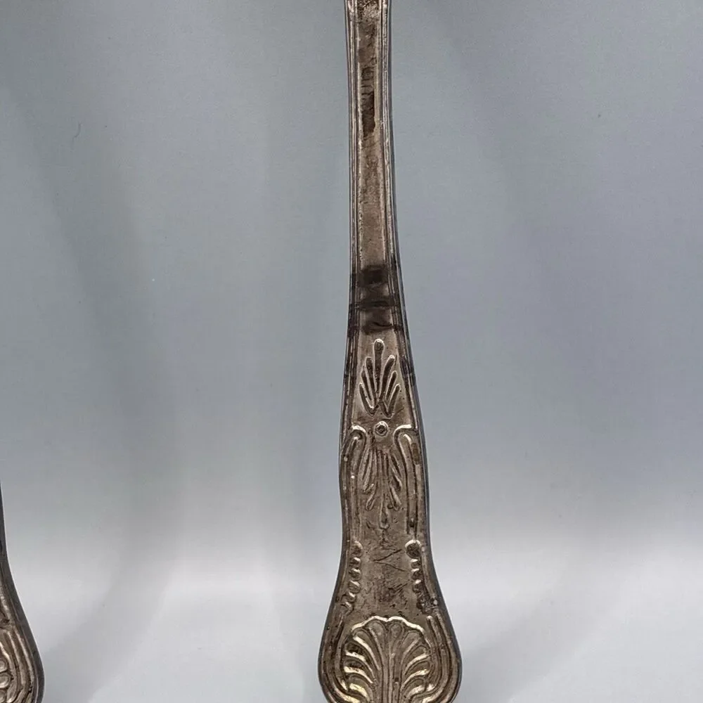 Vintage Gold/Silver  Tone Salad Serving Spoon Fork Set Embossed Fruit Pattern